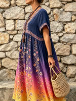 Women's Ombre Floral Vine Print Maxi Dress