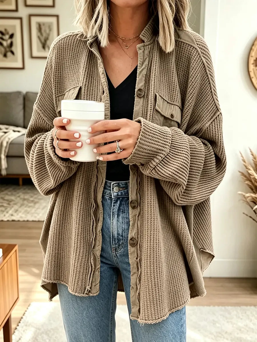 Women's Casual Collared Irregular Shirt Coat