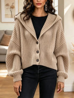 Retro Hooded Knit Art Casual Stylish Long Sleeve Cardigan Sweater