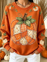 Vintage Autumn Halloween Pumpkin Art Print Crewneck Sweatshirt