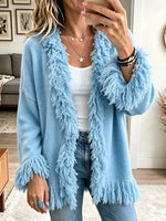 Women's Shaggy Fringe Open-Front Cardigan Sweater