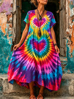 Women Heart Tie-Dye Print Dress