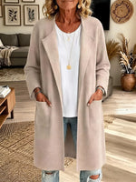 Women's Lapel Collar Knit Long Cardigan Coat