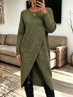 Vintage Elegant Casual Sweater Asymmetrical Dress