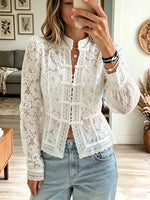 Women's Floral Lace Button Blouse