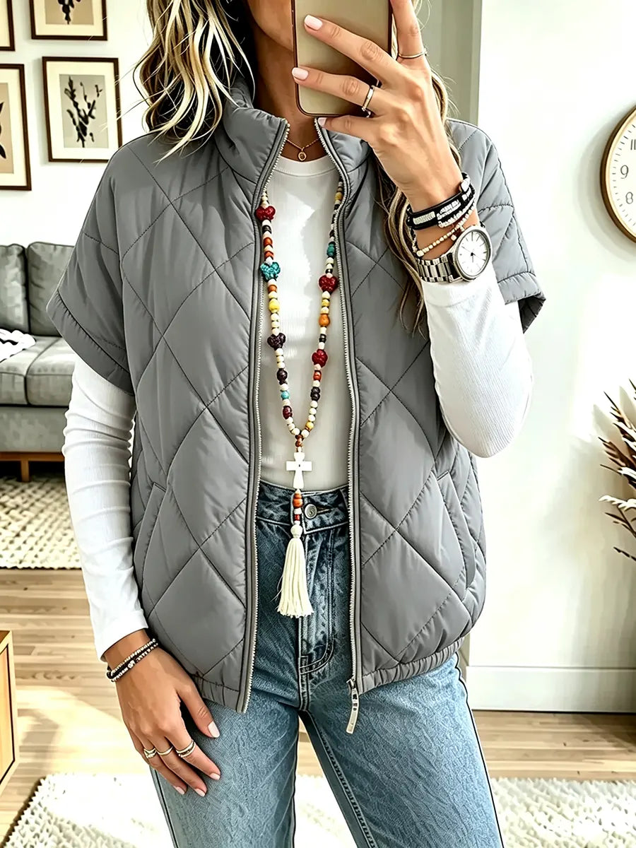 Women Stand-collar Short-sleeve Vest