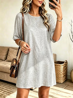Women's Sequin Short Sleeve Shift Mini Dress