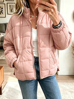 Women’s Stand Collar Zip Up Lightweight Short Padded Coat