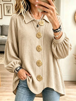 Women's Button Crinkle Tunic Blouse