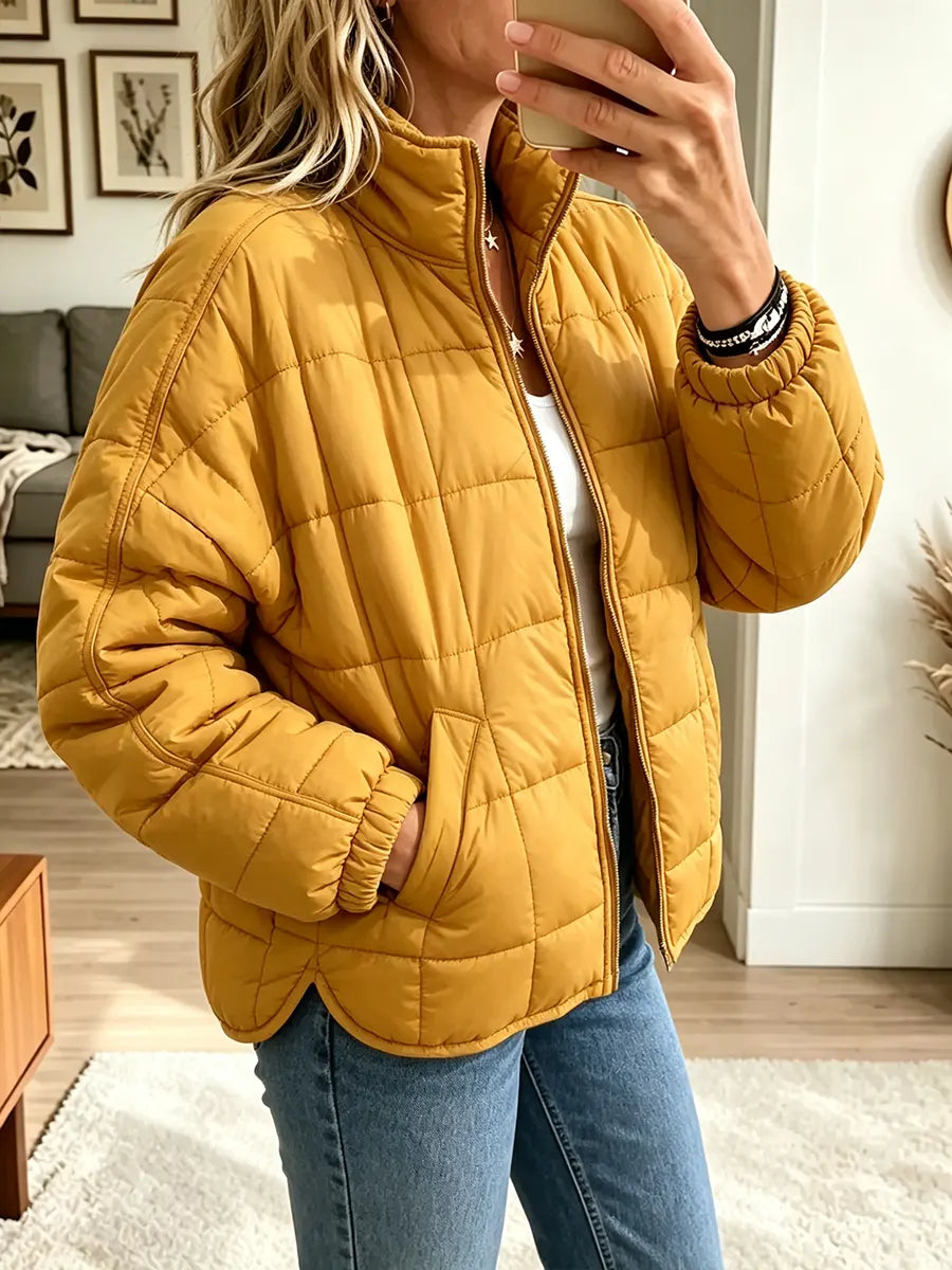 Women’s Stand Collar Zip Up Lightweight Short Padded Coat
