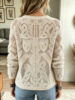 Women's Floral Open-Knit Crochet Cardigan