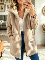 Women's Plush Sherpa Hooded Zip-Up Coat