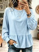 Women's Ruffled Peplum Long Sleeve Top