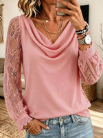Mustard Velvet Ruffle V‑Neck Long Puff Sleeve Blouse