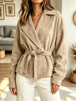 Retro Cozy Solid Color Lapel Art Casual Stylish Long Sleeve Coat