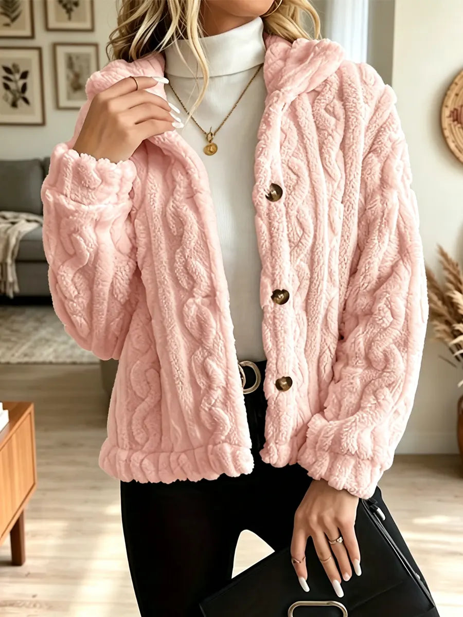 Retro Cozy Loose Fuzzy Fleece Art Casual Stylish Long Sleeve Coat
