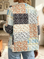 Retro Floral Patchwork Pattern Art Casual Stylish Long Sleeve Quilted Coat