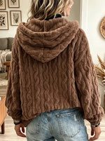 Women's Cable Textured Hooded Fleece Cardigan