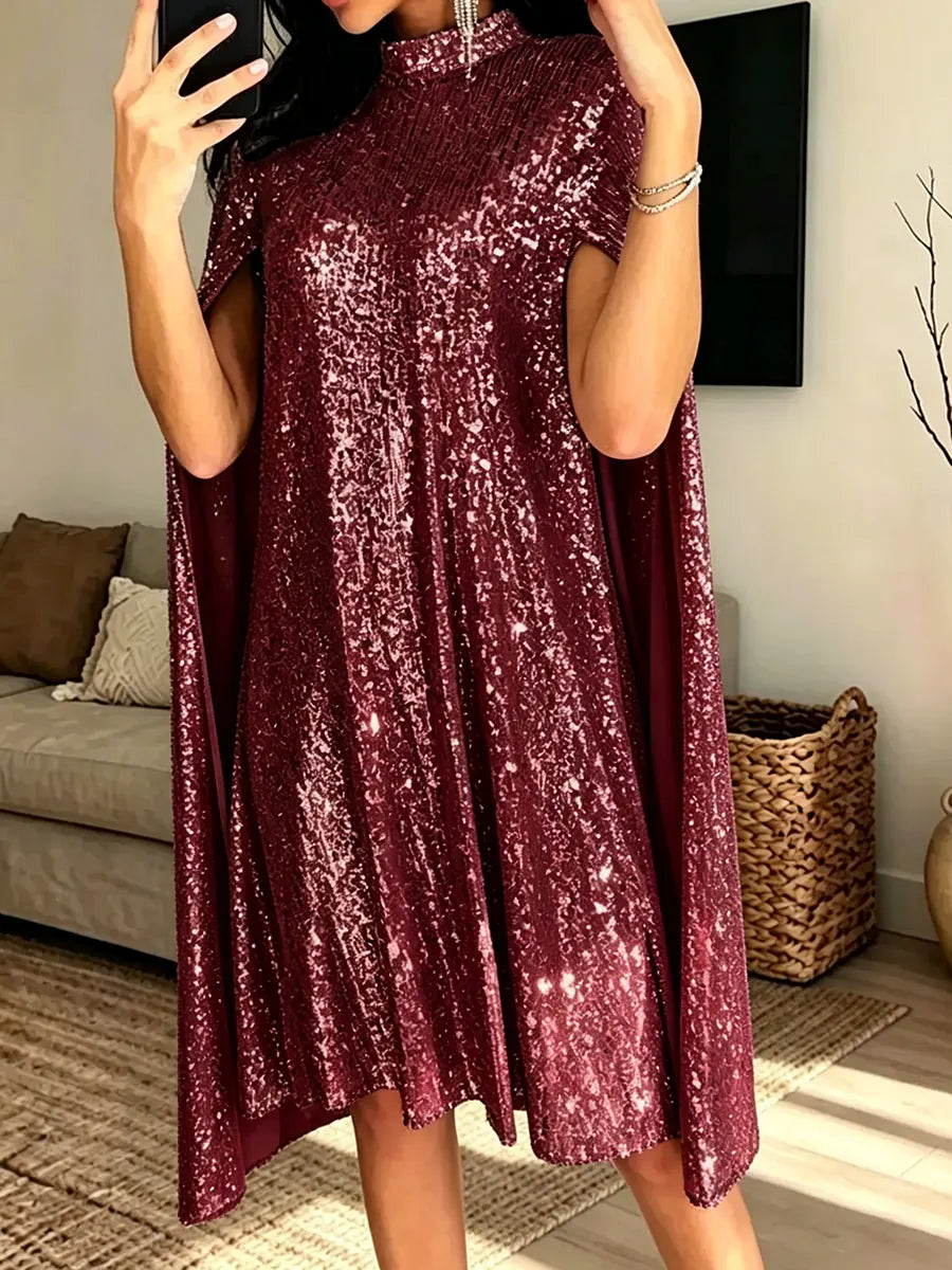 Women's Elegant Small Stand-up Collar Sequin Dress
