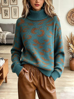 Vintage Elegant Leopard Knit Sweater