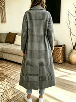 Retro Plaid Pattern Art Cozy Casual Stylish Long Sleeve Coat