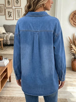 Women's Lace-Up Front Oversized Denim Shirt