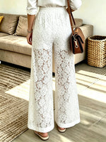 Women's High-Waisted Floral Lace Wide-Leg Pants