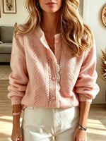 Retro Lace Hollow Patchwork Art Casual Stylish Long Sleeve Sweater