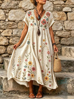 Women's Botanical Floral Print Maxi Dress