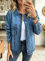 Women's Abstract Jacquard Button-Down Cardigan Jacket