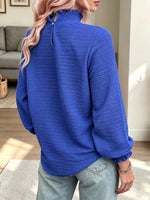 Retro Ruffle Turtleneck Art Casual Stylish Long Sleeve Shirt