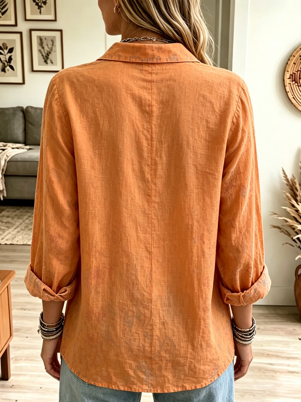 Women's Floral Paisley Prinr Button-Down Shirt