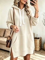 Women's Drawstring Hooded Sweatshirt Dress