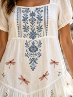 Women's Dragonfly Daisy Square-Neck Maxi Dress
