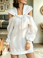 Women's Cold-Shoulder Hooded Sweatshirt Mini Dress