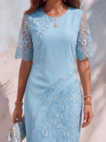 Vintage Elegant Chiffon Embroidered Patchwork Dress