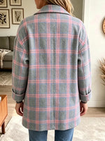 Retro Plaid Pattern Art Cozy Casual Stylish Long Sleeve Coat