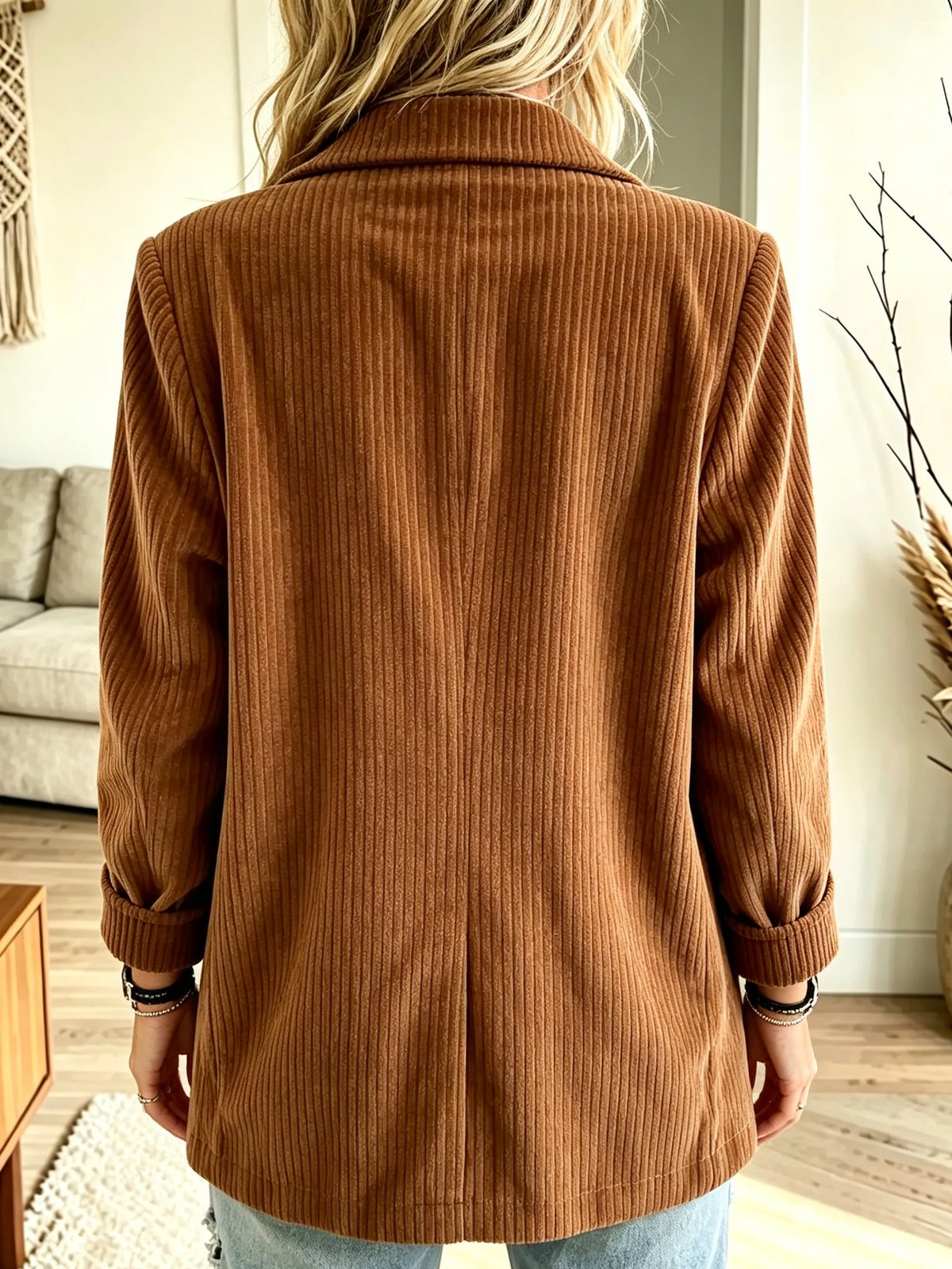 Women's Tailored Corduroy Two-Button Blazer