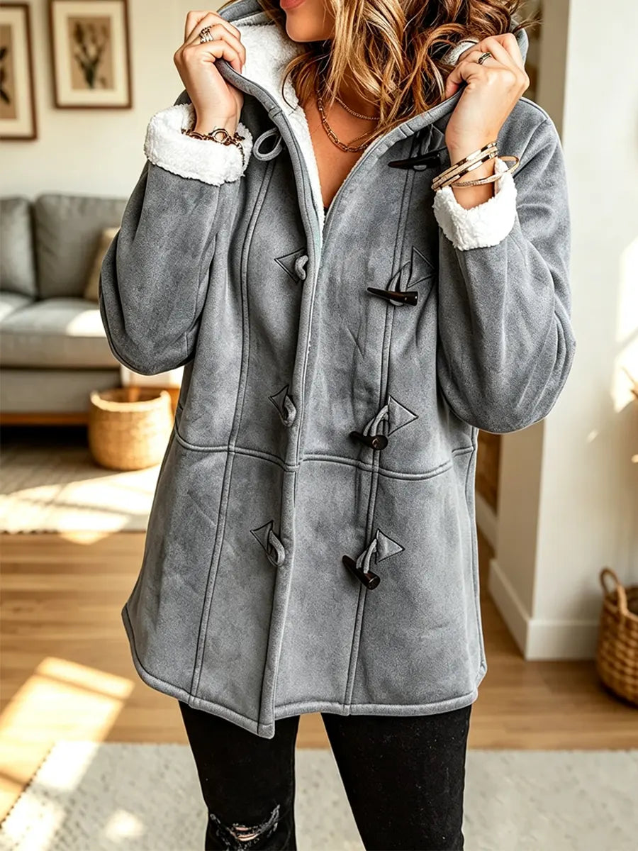 Retro Cozy Warm Art Casual Stylish Fleece Hooded Long Sleeve Coat