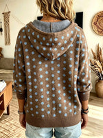 Women's Polka Dot Jacquard Full-Zip Knit Hoodie
