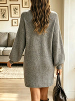 Women's Crewneck Sweater Pockets Mini Dress
