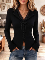 Women's Ribbed Knit Long Sleeve Top