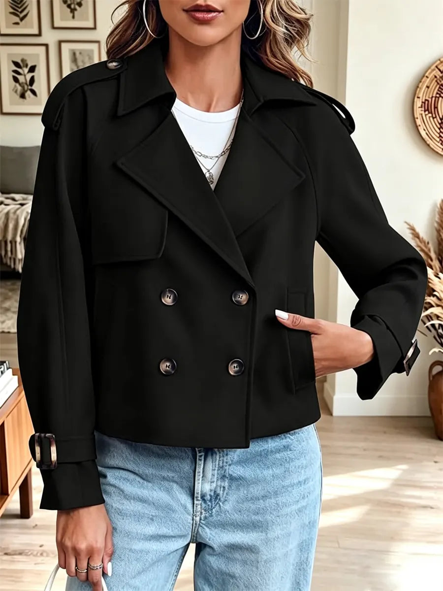 Retro Loose Pockets Art Button Casual Stylish Long Sleeve Coat