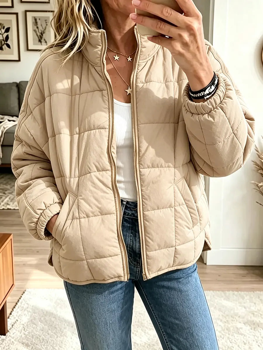 Women’s Stand Collar Zip Up Lightweight Short Padded Coat