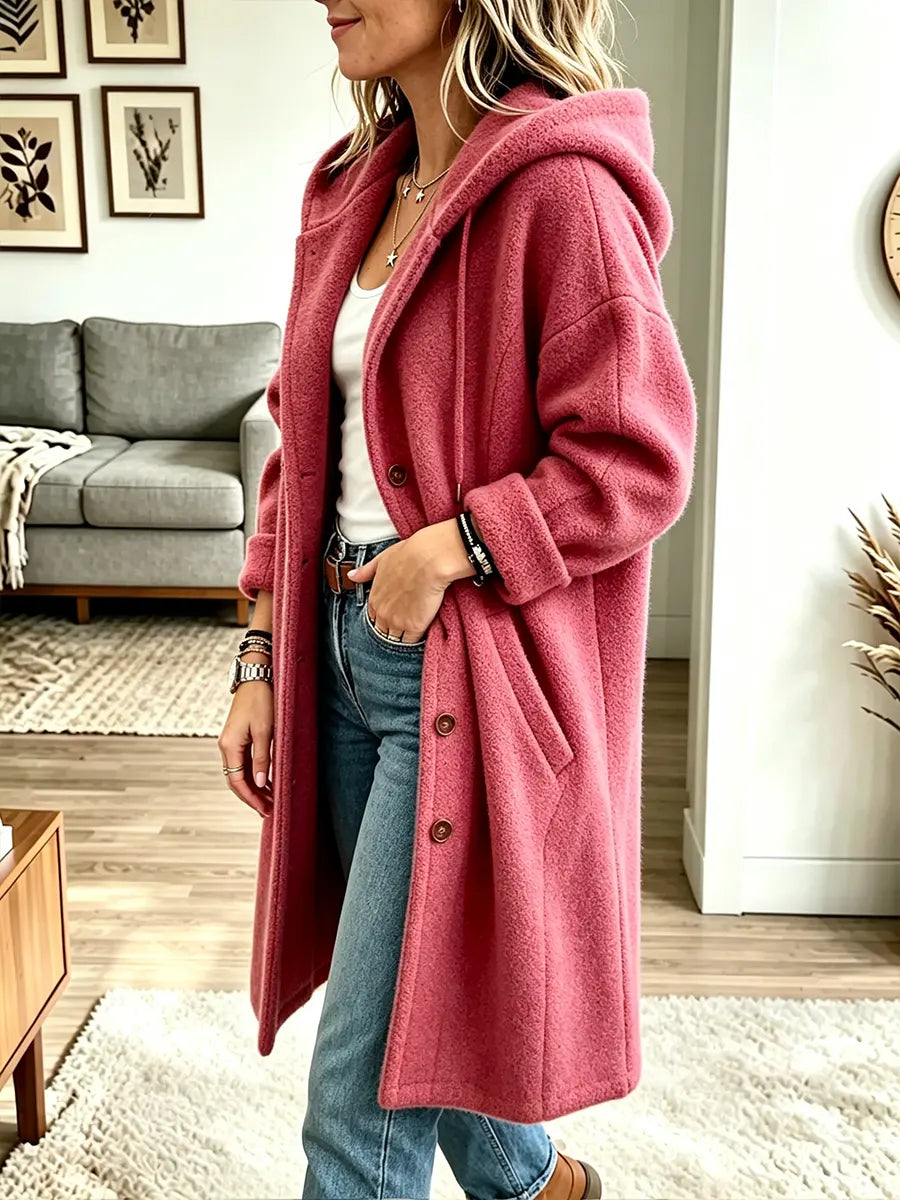 Women’s Hooded Single-breasted Mid-length Coat