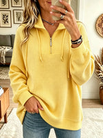Women's Half-Zip Waffle Knit Pullover Sweatshirt