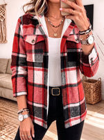 Plaid Sherpa Lined Shacket Button Down Flannel Check Jacket