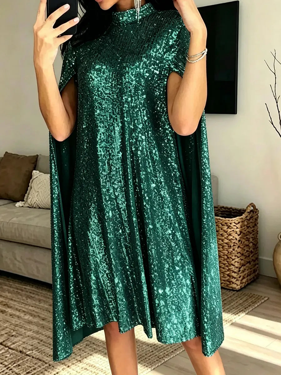 Women's Elegant Small Stand-up Collar Sequin Dress