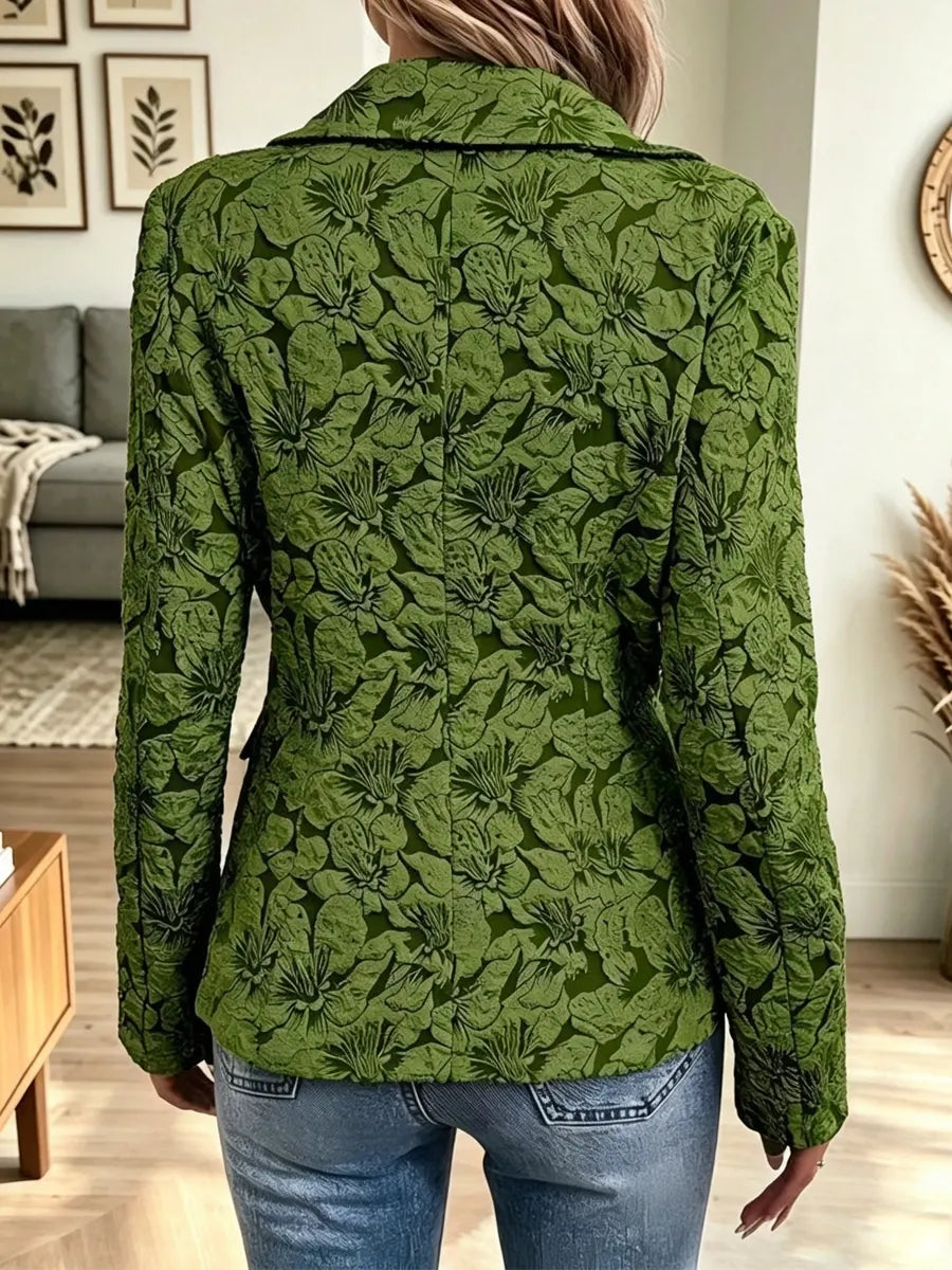 Retro Floral Pattern Art Casual Stylish Long Sleeve Blazer Coat