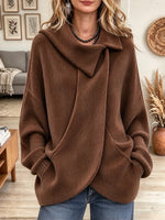 Women's Asymmetric Wrap Shawl Collar Knit Cardigan